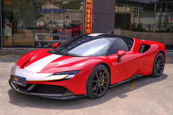 Đối với Ferrari SF90 Bộ cơ thể sợi carbon khô SF90 OEM Style Carbon Fiber Lưỡi trước Diffuser Spoiler Side Skirt
