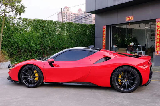 Đối với Ferrari SF90 Bộ cơ thể sợi carbon khô SF90 OEM Style Carbon Fiber Lưỡi trước Diffuser Spoiler Side Skirt