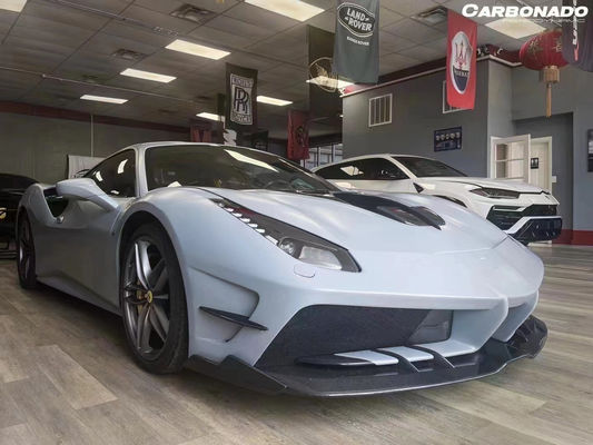 Đối với Ferrari 488 Carbon Fiber Body Kit 488 nâng cấp kiểu Misha phía trước và phía sau Bumper Spoiler Hood Carbon Fiber Body Kit
