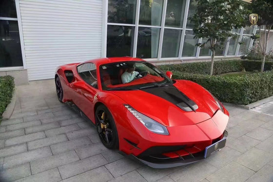 Đối với Ferrari 488 Carbon Fiber Body Kit 488 nâng cấp kiểu Misha phía trước và phía sau Bumper Spoiler Hood Carbon Fiber Body Kit