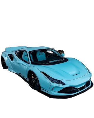 F8 Ferrari Auto Body Kit LB Style Blue Carbon Fiber Spoiler Lips Wide Body Kit Wheel Arch