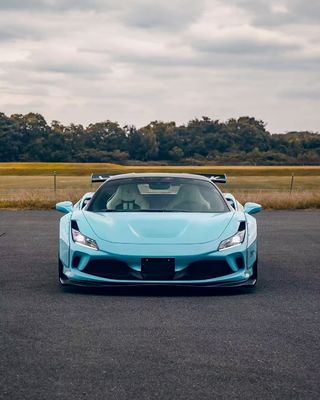 F8 Ferrari Auto Body Kit LB Style Blue Carbon Fiber Spoiler Lips Wide Body Kit Wheel Arch