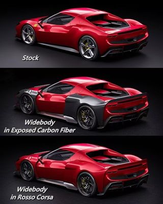 Đỏ Ferrari 296 Chiếc xe ô tô ZE Style Diffuser Carbon Fiber Front Lip Spoiler