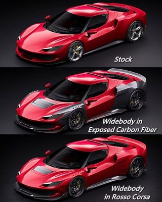 Đỏ Ferrari 296 Chiếc xe ô tô ZE Style Diffuser Carbon Fiber Front Lip Spoiler