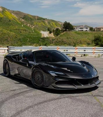 SF90 Ferrari Carbon Fiber Body Kit 1016 phong cách Lưỡi trước Không khí nhúng Đen Spoiler Fender