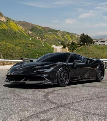 SF90 Ferrari Carbon Fiber Body Kit 1016 phong cách Lưỡi trước Không khí nhúng Đen Spoiler Fender
