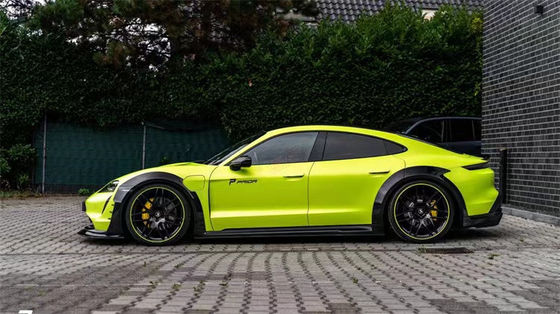 Đối với Porsche Taycan Wide-body Kit Taycan nâng cấp kiểu PD Carbon Fiber Front Lip Diffuser Spoiler Side Skirt Wheel Arch