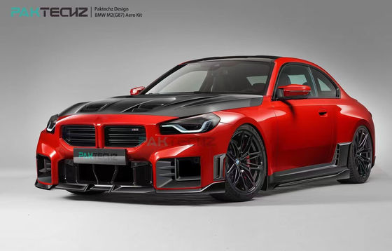 Đối với BMW M2 G87 Carbon Fiber Body Kit M2 nâng cấp Paktechz Style Carbon Fiber Front Lip Diffuser Spoiler Hood