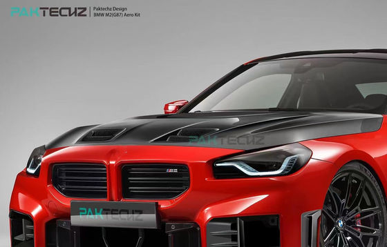 Đối với BMW M2 G87 Carbon Fiber Body Kit M2 nâng cấp Paktechz Style Carbon Fiber Front Lip Diffuser Spoiler Hood