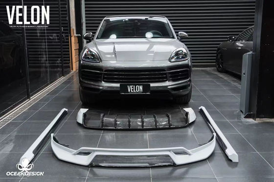 Thay thế 2019 Porsche Cayenne Body Kit Side Skirt Khô Carbon Fiber Diffuser Spoiler