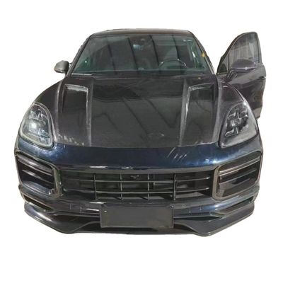 2019 Black Porsche Cayenne Body Kit TH Style Hood Motor Cover Sợi carbon khô