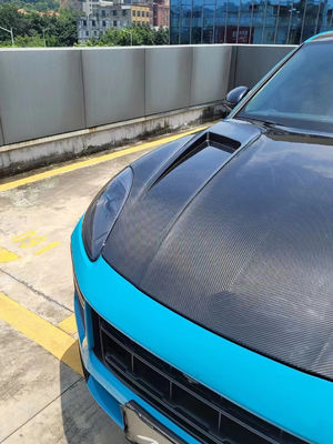 2019 Black Porsche Cayenne Body Kit TH Style Hood Motor Cover Sợi carbon khô