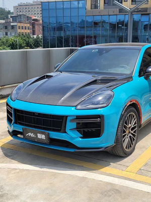 2019 Black Porsche Cayenne Body Kit TH Style Hood Motor Cover Sợi carbon khô