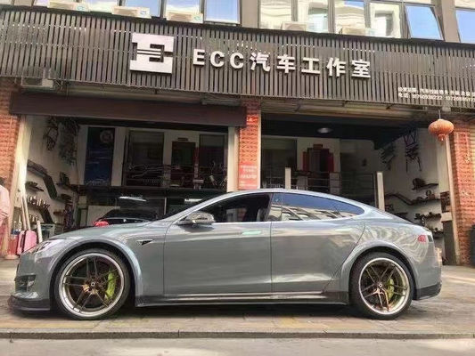 Bán bộ dụng cụ cơ thể sợi cacbon Model S cho Model S Wide Bodyki Sợi cacbon phía trước xẻm phía sau Diffuser Spoiler
