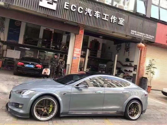 Bán bộ dụng cụ cơ thể sợi cacbon Model S cho Model S Wide Bodyki Sợi cacbon phía trước xẻm phía sau Diffuser Spoiler