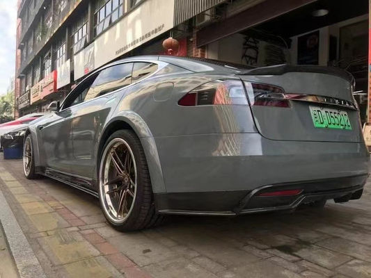 Bán bộ dụng cụ cơ thể sợi cacbon Model S cho Model S Wide Bodyki Sợi cacbon phía trước xẻm phía sau Diffuser Spoiler